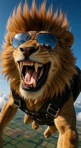 Epic Lion Skydiving Adventure! 🦁✈️ Roaring from 10,000 Feet | #skydiving #lion
