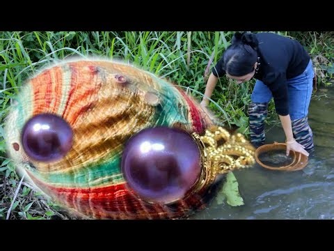 😲 Open the clam! The mutated clam shell opens exquisite pearls, and the woman gains a lot