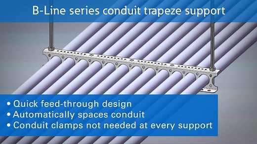 Eaton's B-Line series conduit trapeze support (BCTS) can save material and installs up to 50% faster - Eaton videos