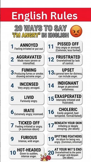 20 Advanced English Words & Idioms for Anger | Improve Your Vocabulary & Speak Like a Native#english