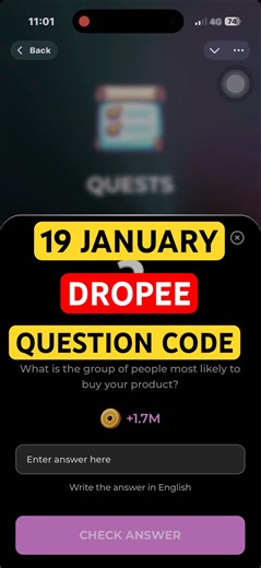 19 January Dropee Season 2 Question of the day | Dropee Question of the day Today
