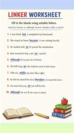 Conjunction (linker) worksheet #englishlanguage #englishlanguage #shortsfeed #shorts