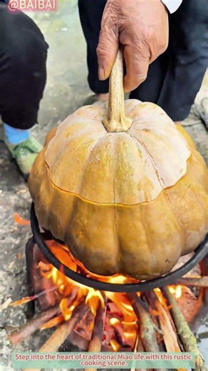 Traditional Miao-Style Pumpkin Pot Cooking Over Fire!