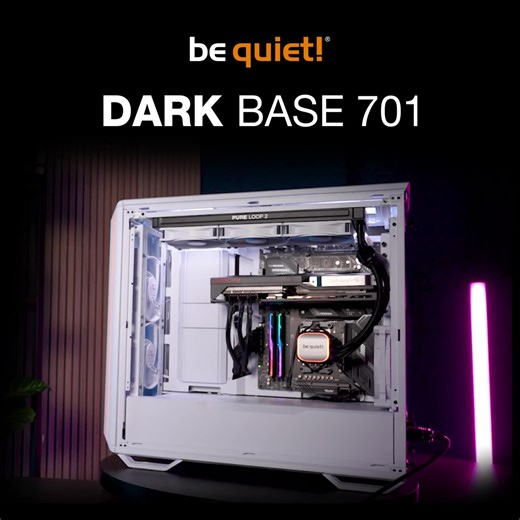 Dark Base 701 White - Available now! 🔄 The case features a versatile motherboard tray that enables an inverted layout. 🔄 Fans of vertical graphics card installation can utilize one of the vertical PCI slots with an optional riser cable. 🤔 So, only one question remains: to invert or not to invert? Let us know in the comments below. #DarkBase701 #PCCase #bequiet #pchardware | Be quiet! (English)