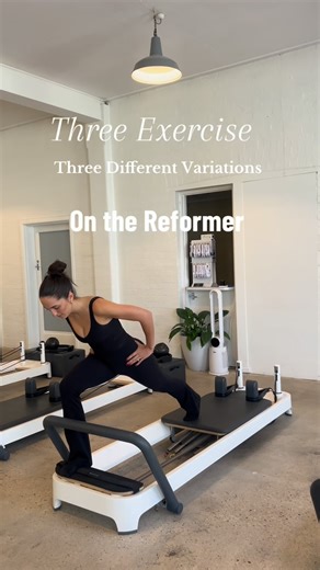 PILATES REPUBLIC on Instagram: "Three dynamic reformer Pilates exercises, each with multiple variations, offering endless options to suit every client. With so many ways to mix it up, the reformer stays fun, fresh, and exciting! It truly never gets old ✌🏿"