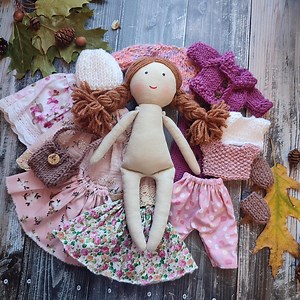 Handmade Rag Doll Girl With Clothes Personalised Cloth Doll With Wardrobe Dolls Outfit Set With Fabric Doll - Etsy
