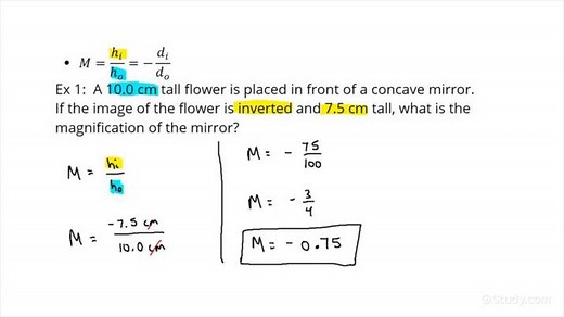 How to Calculate the Magnification of a Concave Mirror | Physics | Study.com