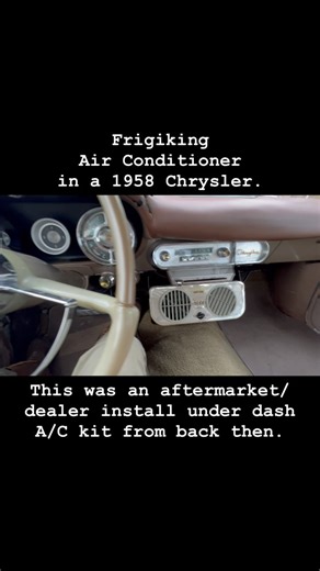 14K views · 14K reactions | FrigiKing Air Conditioner in my 1958 Chrysler. This system was converted to R134 and works nicely. These aftermarket systems could be installed by dealerships or auto repair shops as well as by the car owner themselves. #frigiking #vintage #airconditioning #MoPar #Chrysler #1958Chrysler #1950s #obsoleteautomotive #underdashac | Obsolete Automotive | Facebook