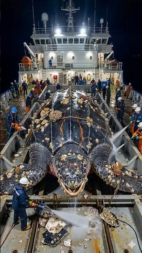 🌊 Night Operation: Air-Lifting a Titan Leatherback Turtle for Full-Shell Treatment 🌊