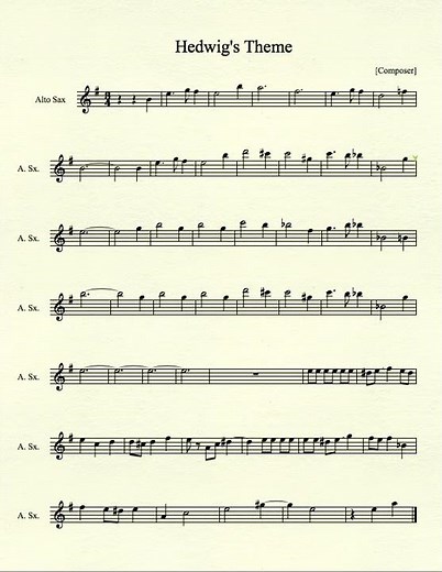 Hedwig's Theme for Alto Sax