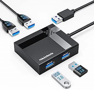 USB A Hub, 4-Port USB 3.0 Hub, Multi USB Port Expander, Fast Data Transfer USB Splitter for Laptop, iMac Pro, MacBook Air, Mac, Surface Pro, XPS, PC, Flash Drive, Mobile HDD