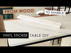 Faux Marble Table - How to apply Vinyl Sticker on Furniture