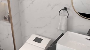 Marmolux Acc 2 PCS Matte Black Bathroom Hardware Set - Hand Towel Holder for Bathroom Wall + Black Toilet Paper Holder Wall Mount | Towel Holder Hanger Rack Stainless Steel Bathroom Set - Towel Rack