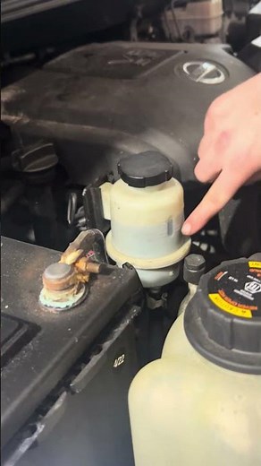 Checking the power steering fluid.