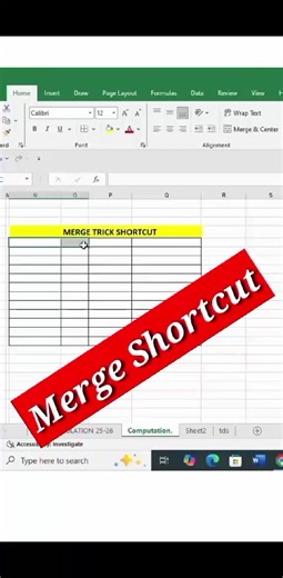 1K views | How to Merge Excel Cells with One Shortcut Key | Kaith Institute | Facebook