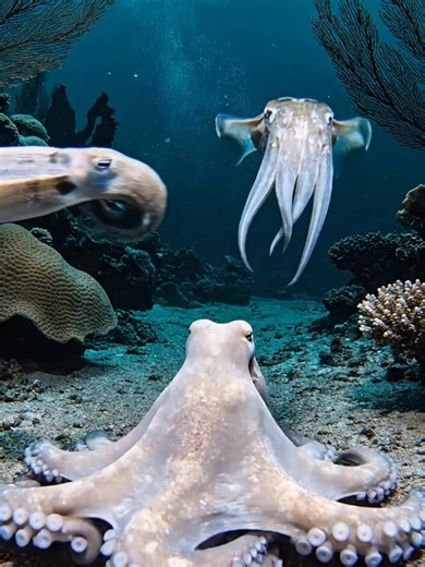 298K views · 4.1K reactions | Deep Sea Encounter: The Octopus and the Squid #DeepSea #Octopus #Squid #OceanLife #MarineLife #Underwater #SeaCreatures #NatureDocumentary #CinematicOcean #MarineWorld #أعماق_البحر #حياة_البحر #الأخطبوط #الحبار #عالم_البحار | HBL Press | Facebook