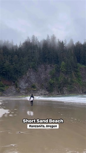 Short Sand Beach sits tucked inside Oswald West State Park, reached by an easy hike through old-growth coastal forest. 🌲🌊 It’s one of the most popular surf spots on the Oregon coast — and once you see it, you understand why. #oregoncoast #pnw #pacificnorthwest #oregonexplored | Compass Outdoors