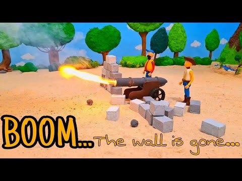 Epic Clay Battle! War Cannon vs Catapult - The Brick Fortress Falls