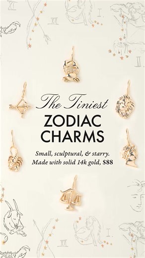 How will you wear your sign? The Tiniest Zodiac Charms mix effortlessly into your signature gold layers, or create a personalized moment on their own. | catbird