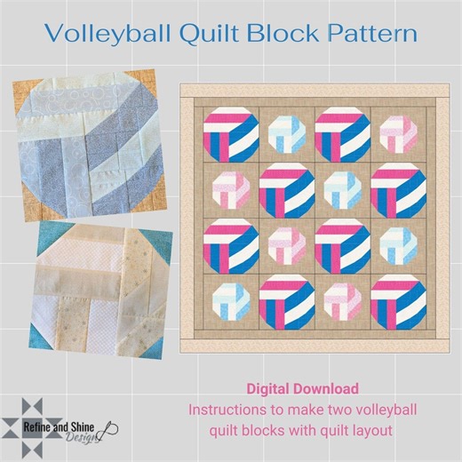 Volleyball Quilt Block Pdf Pattern Instant Download - Etsy