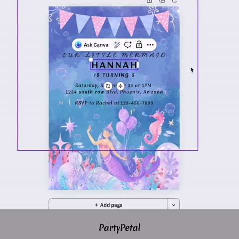 Mermaid Birthday Invitation, Little Mermaid Birthday Invite, Under the Sea Birthday Party, Girls 5th Birthday Invitation, Editable Template - Etsy