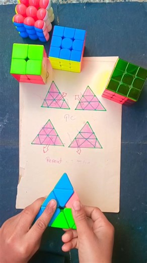 How to solve pyramid Rubik's cube algorithm🧩🤩#youtube #shorts #viral #rubikscube