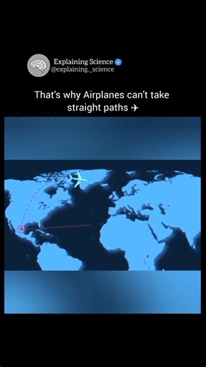 @explaining._science on Instagram: "Airplanes can’t fly in a perfectly straight line across the Earth because our planet is round (a sphere) — not flat. Here’s why that matters: 🌍 1. The Earth is curved: When you look at a world map, it’s flat — but that’s just a 2D picture of a 3D globe. A “straight line” on a map isn’t actually straight on the Earth’s surface. So planes follow what’s called a great circle route — the shortest path between two points on a sphere. 📏 2. Great circle = shortest