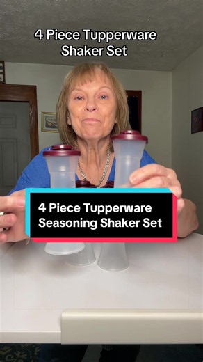 Tupperware 4-piece Hourglass Seasoning Shaker Set##tupperware##saltandpepper#seasoningcontainers##kitchenware##nostalgia