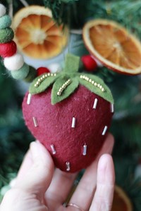 Felt Strawberry Ornament With Beads - Etsy