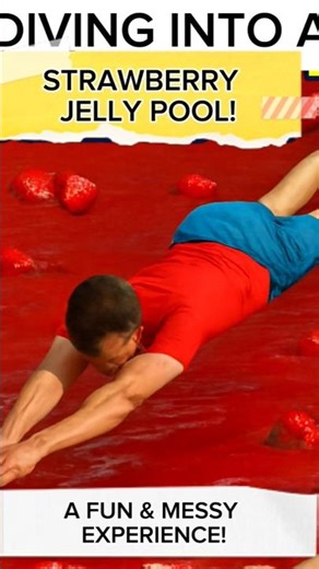 DIVE INTO A STRAWBERRY JELLY POOL! 🍓 A Fun & Messy Experience| Best Jelly Pool Challenge 🏊‍♂️#short