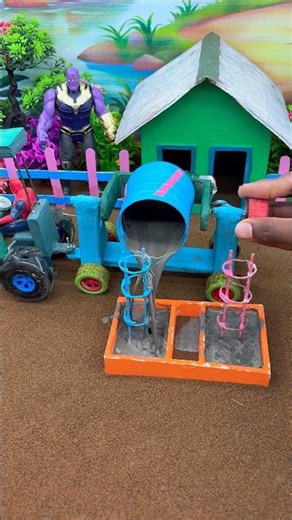 Amazing DIY Mini Cement Pillar Making Machine | Real Working Construction Setup 🚜#shorts
