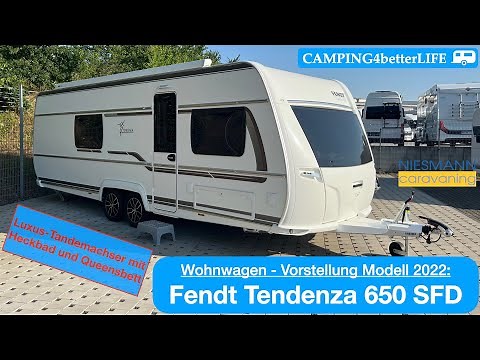 Camping Vorstellung Wohnwagen: Fendt Tendenza 650 SFD - Luxuswagen mit Heckbad und Queensbett