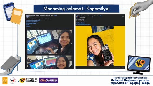 Maraming salamat sa lahat ng dumalo sa ating Teaching Reading session! Sana ay marami kayong natutunan kasama si Teacher Yvette! Kita-kits ulit ngayong October 4 para naman sa ating Math Session. 📚 Register here: bit.ly/KCh-MathAndReading2025 #KCFITeachersConference #TeachingMath #MathLessons #YourKnowledgeMatters2025 #TeachersMonth #KnowledgeChannel | Knowledge Channel