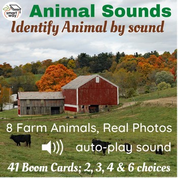Farm Animal Sounds Boom Cards™ Real Photos + Auto‑Play Audio Preschool, Sp. Ed