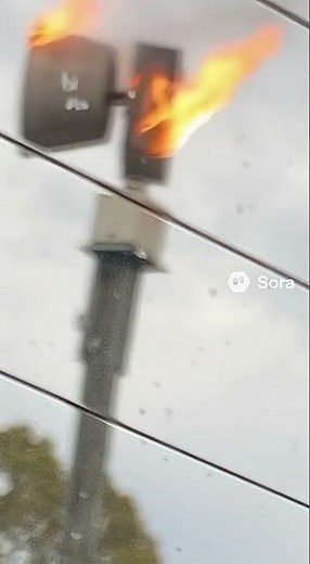 Ai video of tornado siren catching on fire🔥