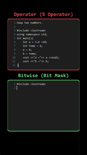 Simple vs Bitwise | Swap Without Temp Variable ⚡ #shorts