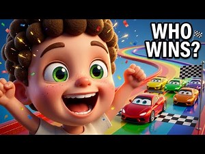 Five Little Cars Go Racing! 🏁 Car Colors Song - Kidseducational videos for toddlers