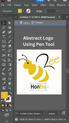 Abstract Logo Design in Adobe Illustrator | Hon Bee Logo Using Pen Tool