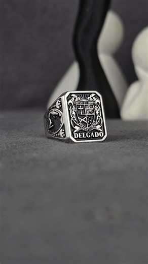 Custom Deep Engraved Family Crest Ring With Side Engravings Personalized Heraldic Signet Ring Handmade Silver Heirloom Gifts! - Etsy