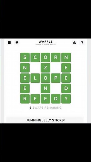 Waffle #1570: Perfect Score with 10 Swaps (May 10)