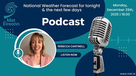 🔊Hear the latest National Forecast with Meteorologist Rebecca Cantwell for tonight and the coming days. Listen here⬇️ | Met Éireann