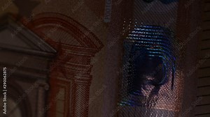 Extreme Close Up Of 50 Euro Banknote Security Features.