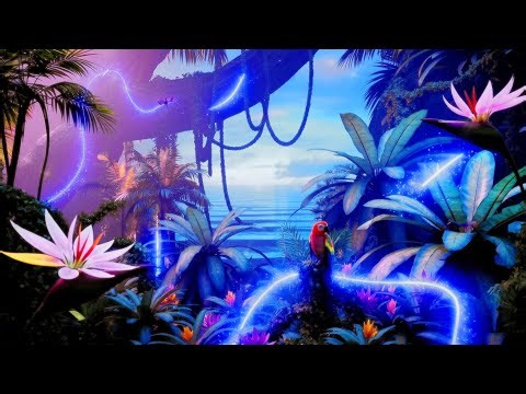 🔴🌴🦜Relaxing Tropical Paradise Fantasy Ambience 4K | Magical Ocean View Forest | Relax, Sleep, Study
