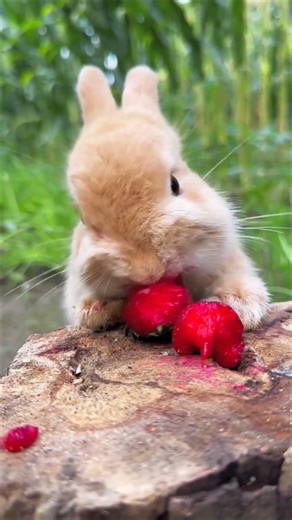 Cute Rabbit Eating Cherry 🍒 So Satisfying! 🐰 #shorts