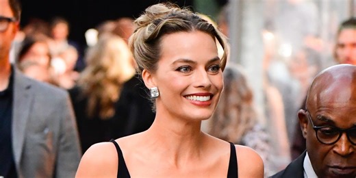 Margot Robbie Stuns in a Sexy Gown with Dramatic Slits Before Changing Into a Little Black Dress