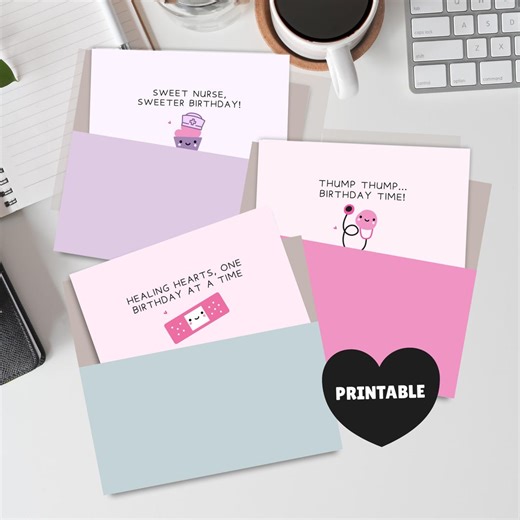 Nurse Birthday Card Bundle Printable – 3 Funny RN Cards With Envelope - Etsy