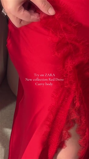 #creatorsearchinsights @ZARA #fyp #valentine #inpofashion #fashiontiktok Halter-neck dress with a tied halter and an open back featuring an adjustable thin strap. Asymmetric hem with lace trim and a front slit. RED | 2298/054/600