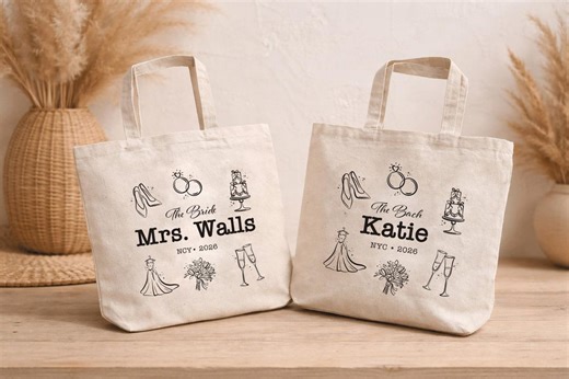 Custom Bridal Party Tote Bag Personalized Bachelorette Gift Bag Bride Tribe Wedding Favor - Etsy