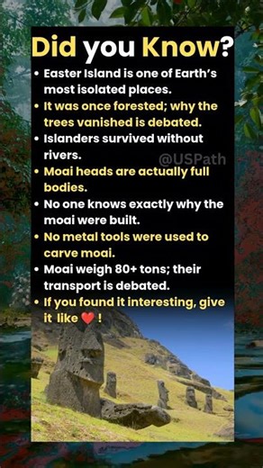 Did you know "Easter island population survived without any rivers"?