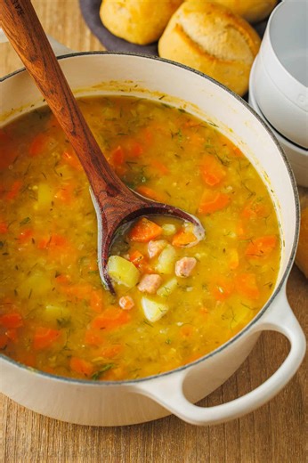 This homemade Split Pea Soup is the perfect cozy soup recipe as we roll into the winter months. Recipe: https://natashaskitchen.com/split-pea-soup/ | NatashasKitchen.com